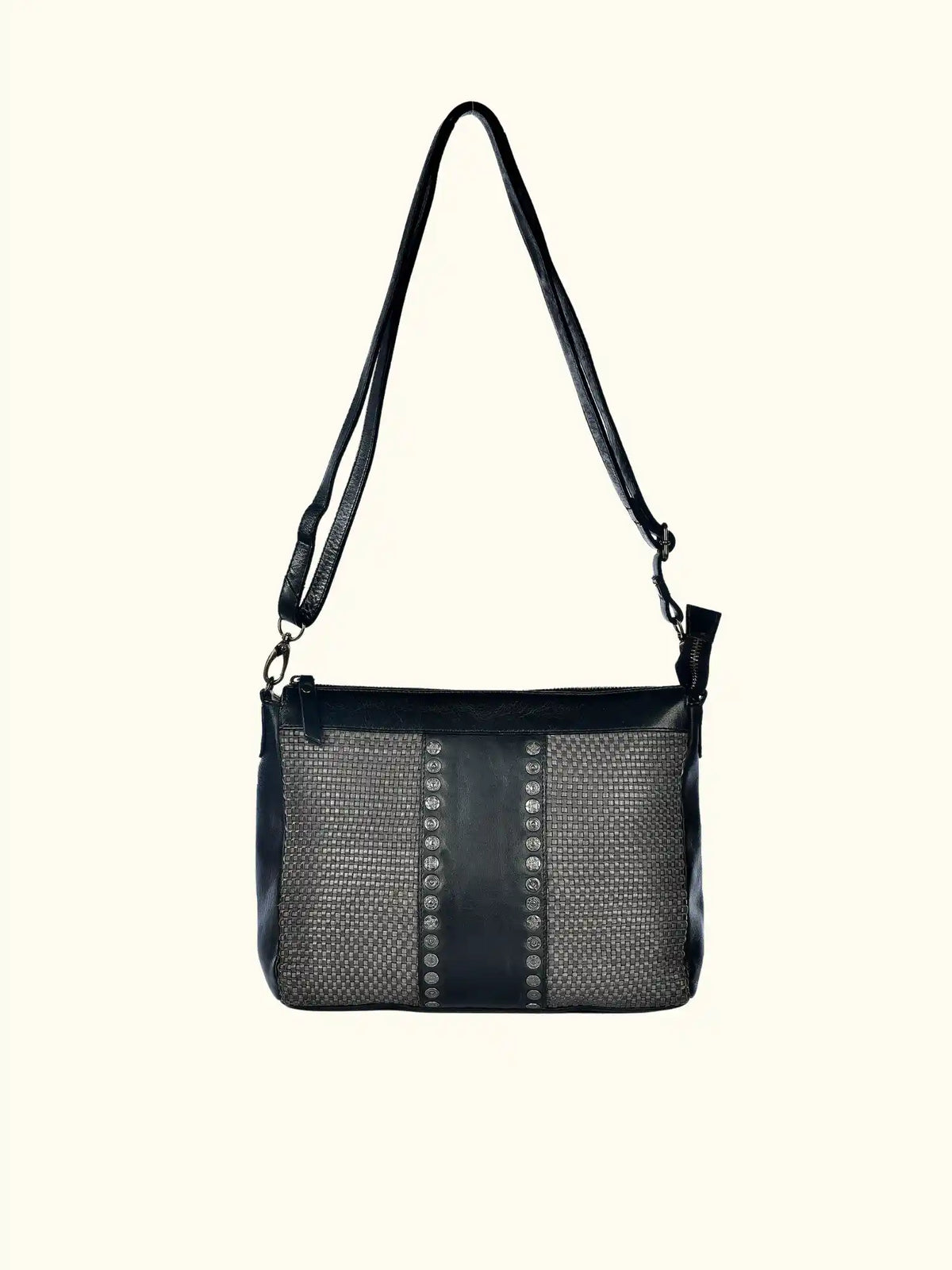 Emma Leather Crossbody with Woven Detail