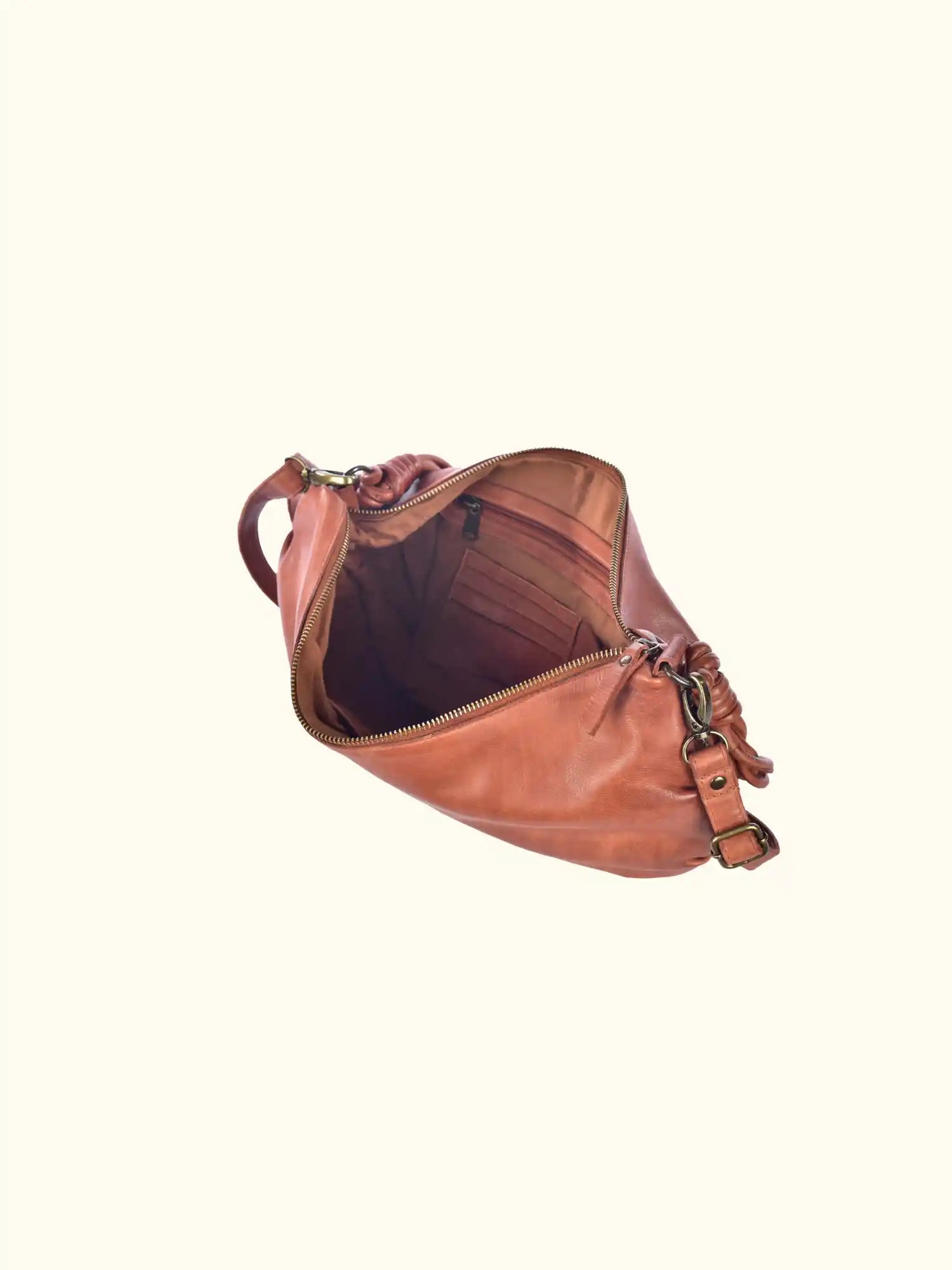 Luce Washed Leather Hobo Bag