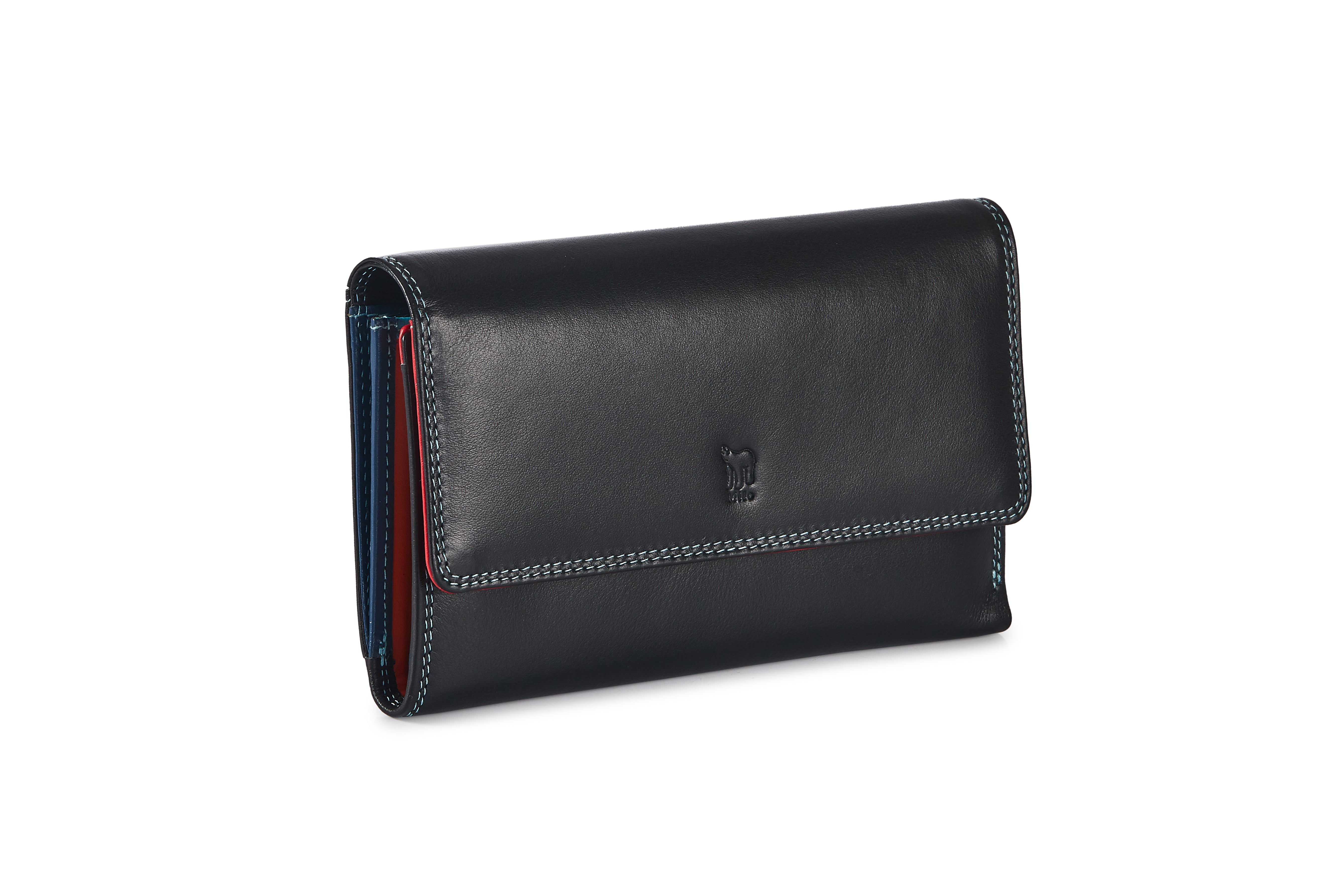 leather wallet woman Silver,Black - LePortefeuille Charlotte